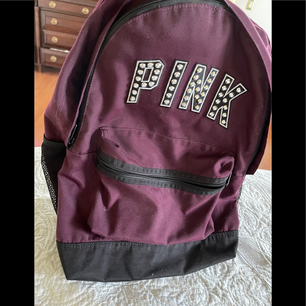 Pink back pack burgundy